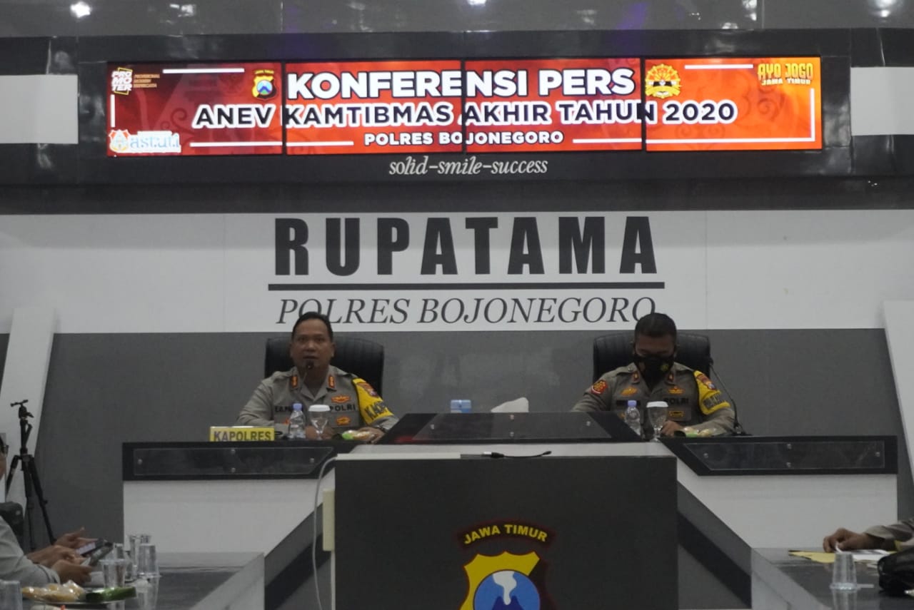 ANEV: Konferensi Pres Analisa dan Evaliasi (Anev) Kamtibmas Akhir Tahun 2020, Selasa (29/12/2020). | BCSJ/San
