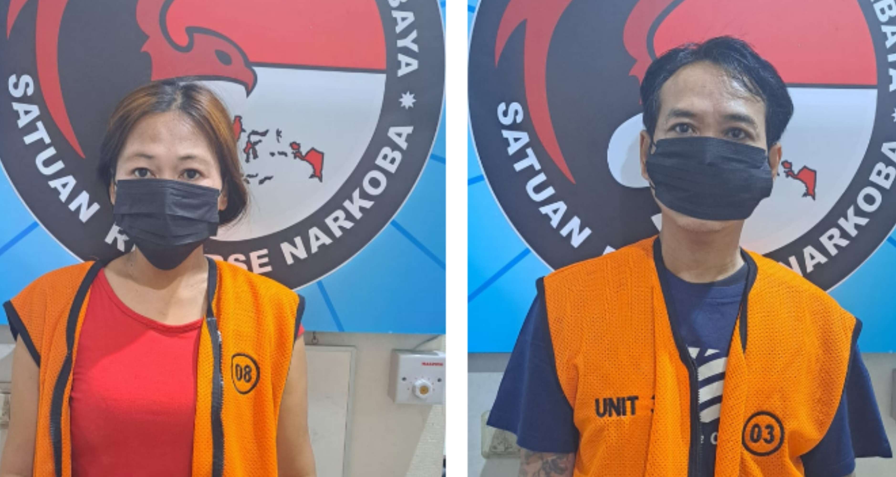Tersangka penyalahgunaan narkoba TMS (44) wanita asal Puri indan Blok AF Sidoarjo dan SA (48) asal Joyoboyo (Foto: Humas Polrestabes Surabaya)