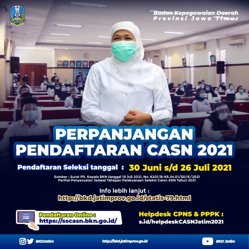 Pengumuman perpanjangan pendaftaran CPNS Pemprov Jatim.