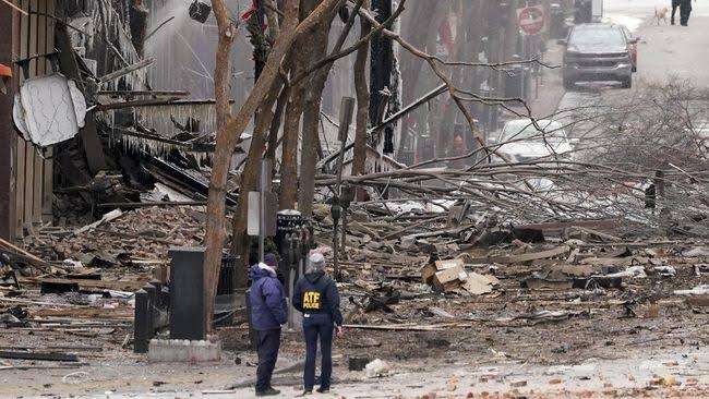 Lokasi ledakan di Kota Nashville, Amerika Serikat. (AP/CNN Indonesia)