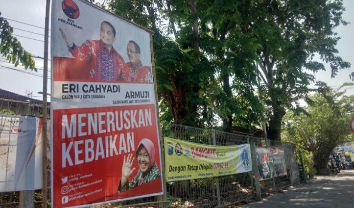 Foto Walikota Tri Rismaharini diperbolehkan dipasang di APK Eri-Armudji