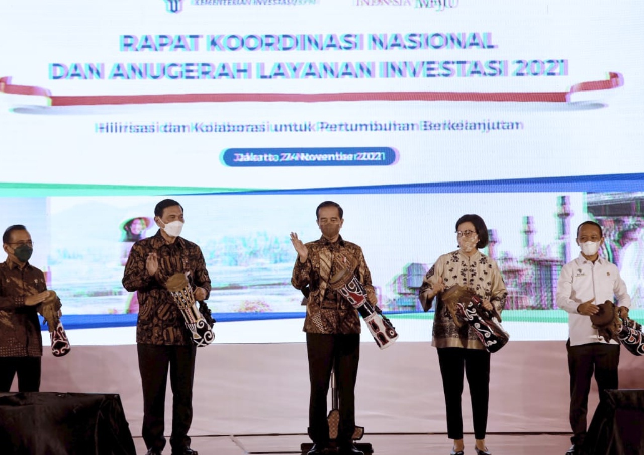 Presiden membuka Rapat Koordinasi Nasional dan Anugerah Layanan Investasi Tahun 2021, di Ballroom Hotel Ritz-Carlton, Jakarta Selatan. (Setpres)