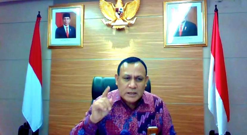 Ketua KPK Firli Bahuri saat memberi paparan secara virtual di Pendidikan Kader Nasional (PKN) Angkatan II Tahun 2022 PDIP di Jakarta.