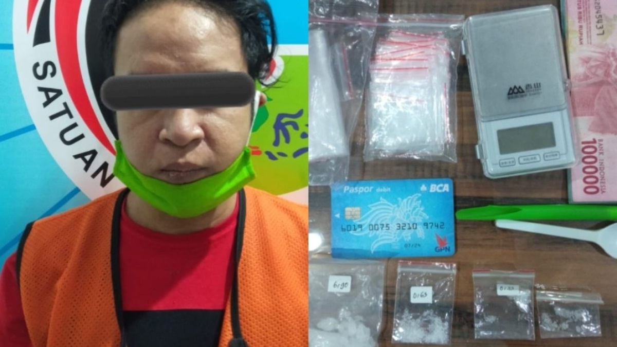Pelaku yang diamankan dan barang buktinya.