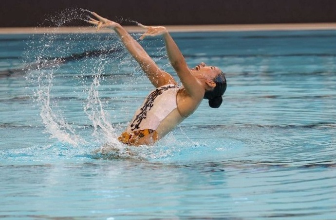 Livia Lukito tampil di nomor open solo technical routine. (KONI Jatim)