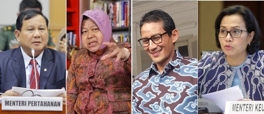 Prabowo Subianto, Tri Rismaharini, Sandiaga Uno, dan Sri Mulyani