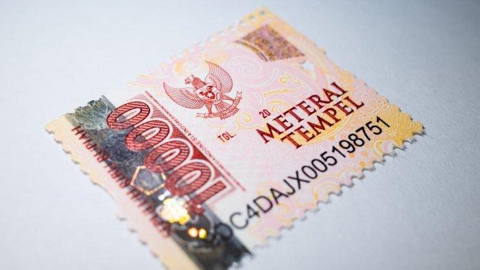 Penampakan meterai baru Rp 10.000 yang dirilis Dirjen Pajak Kemenkeu RI, Jumat (29/1/2021). | Kemenkeu