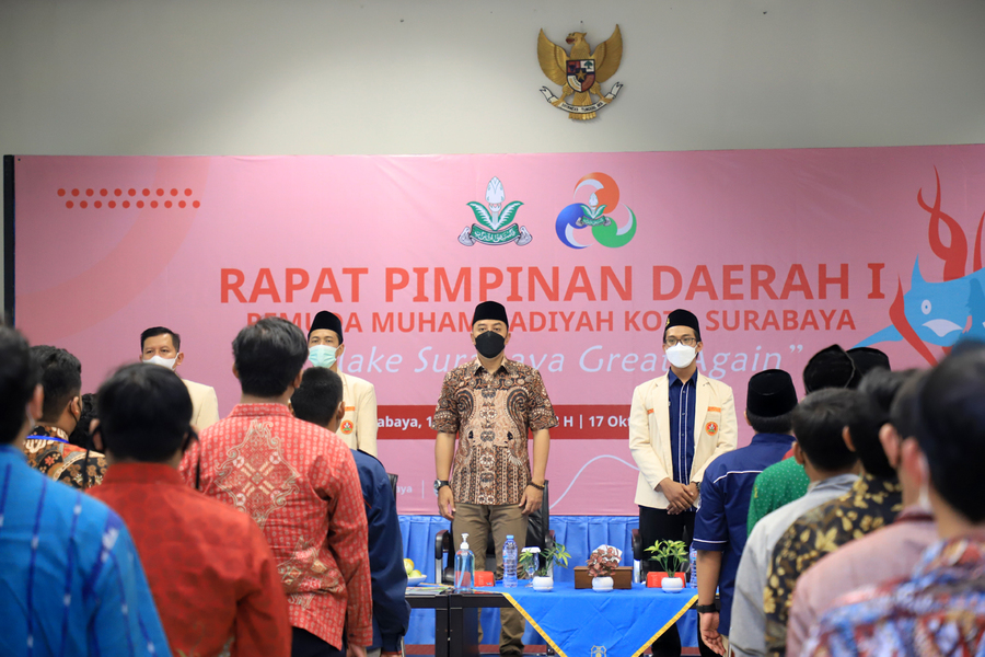 Wali Kota Surabaya Eri Cahyadi saat menghadiri Rapat Pimpinan Daerah I (RAPIMDA I) Pemuda Muhammadiyah Kota Surabaya, Minggu (17/10/2021).
