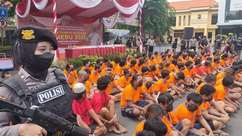 Ratusan pelaku penyalahgunaan narkoba yang diamankan.