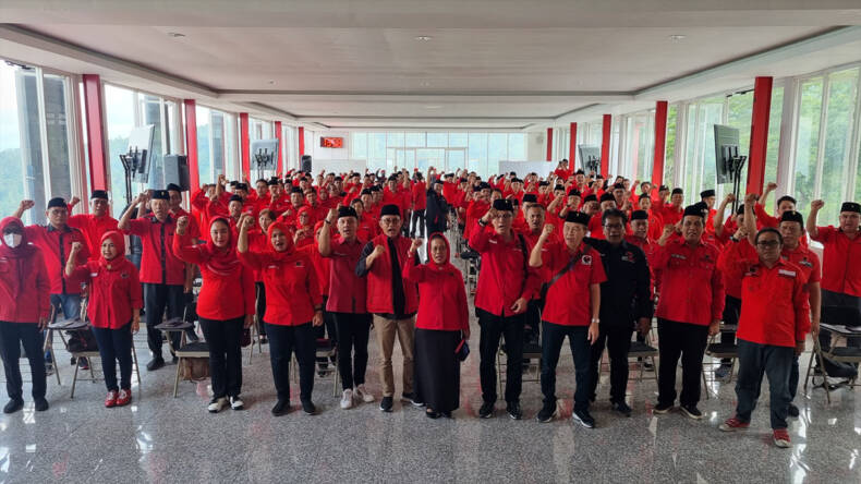 Rakor 3 Badan PDIP Jatim berlangsung di Wisma Perjuangan, Oro-oro Ombo, Kota Batu, Kamis (7/12/2023).