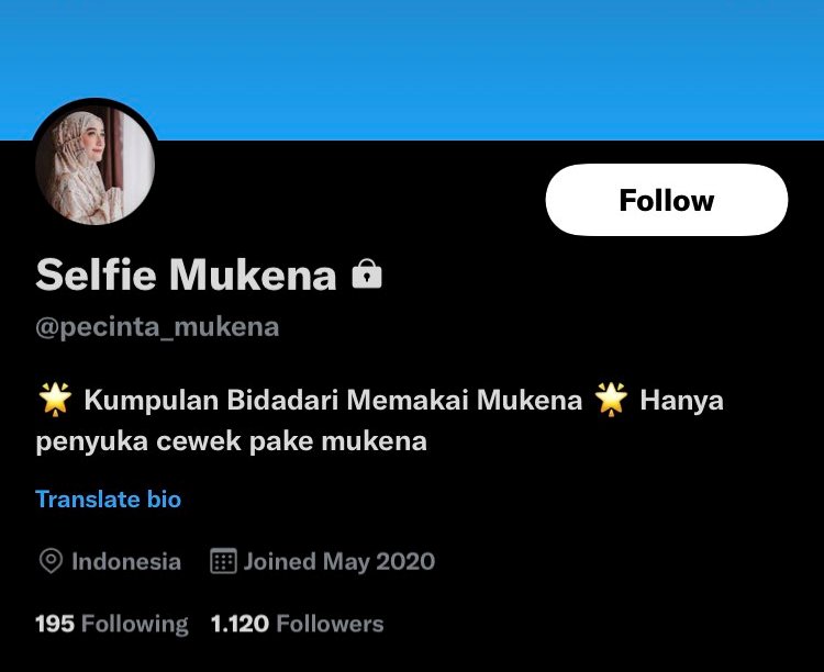 Akun Twitter @pecinta_mukena. Kini sudah tidak aktif.