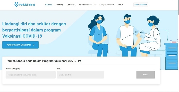Website pedulindungi.id.
