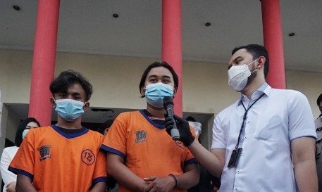 Pelaku pengeroyokan Vito saat di Mapolrestabes Surabaya.