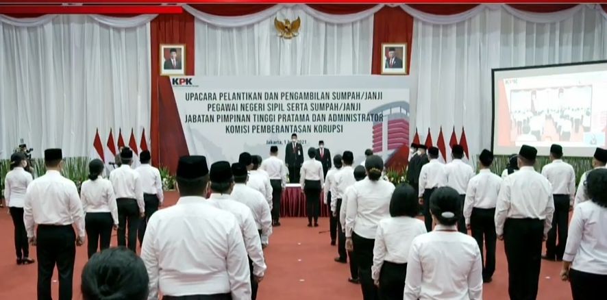 Suasana pelantikan pegawai KPK. (youtube KPK)