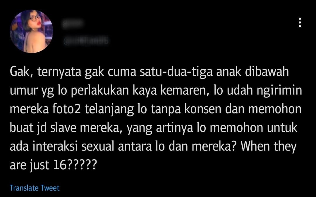 Salah satu korban yang dikirimi foto tak senonoh di akun Twitternya