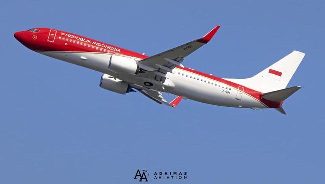 Pesawat Kepresidenan punya warna baru merah dan putih. (Twitter adhimas aviation)