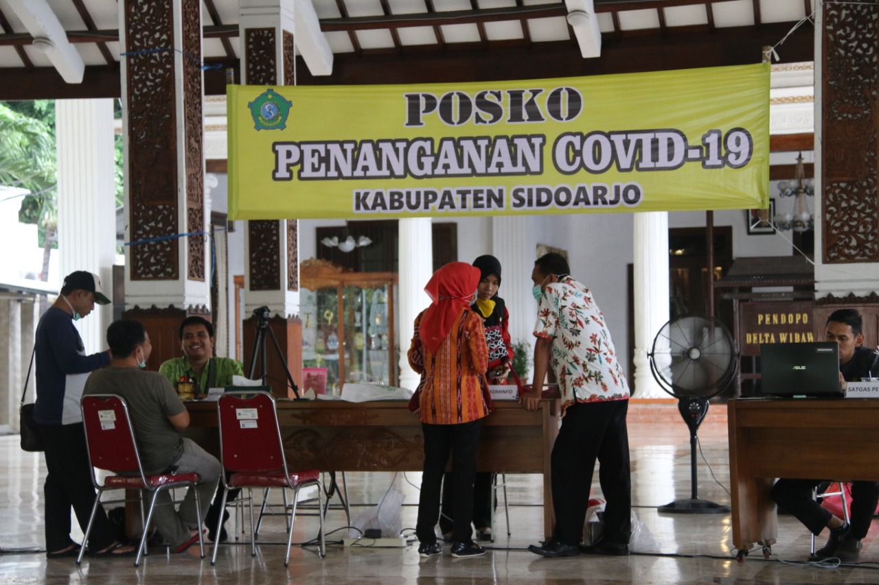 Suasana Posko Penanganan COVID-19 di Kabupaten Sidoarjo, beberapa waktu lalu. 